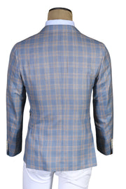 Fiore Di Napoli Light-Blue Plaid Wool Sport Jacket