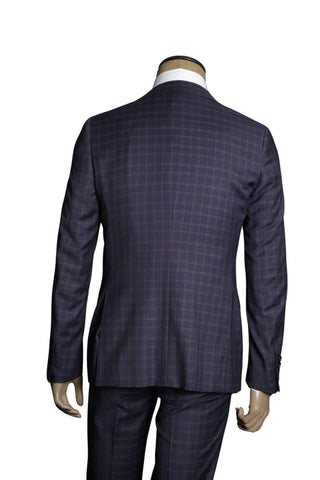 Carlo Barbera Super 140s Dark-Blue Checked Wool Suit