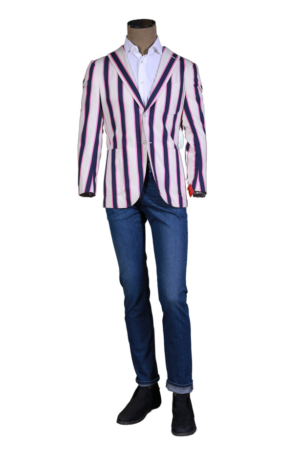 Isaia White Striped Wool Sport Jacket