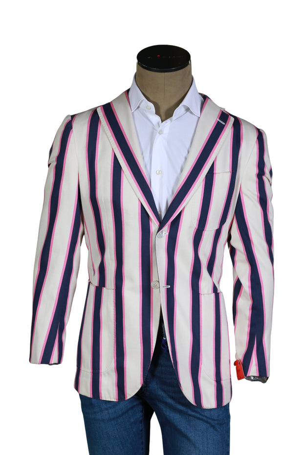 Isaia White Striped Wool Sport Jacket