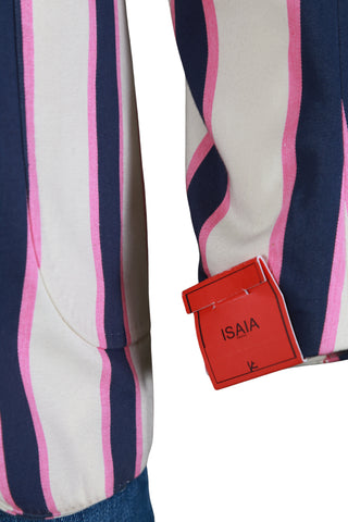 Isaia White/ Blue/ Pink Striped Wool Sport Jacket