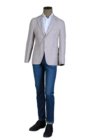 Isaia White/ Red Striped Sport Jacket