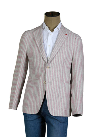Isaia Grey/ Pink Striped Sport Jacket