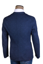 Isaia Dark-Blue Solid Cotton Sport Jacket