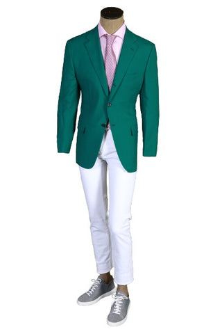 Kiton Green Solid Cashmere Sport Jacket