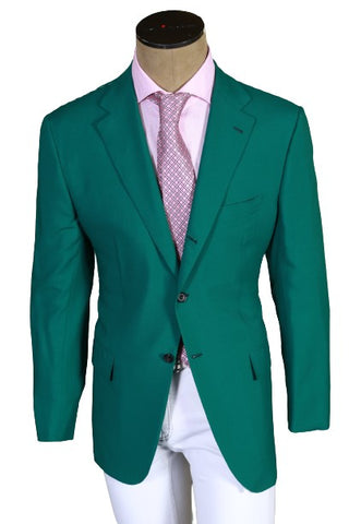 Kiton Green Solid Cashmere Sport Jacket