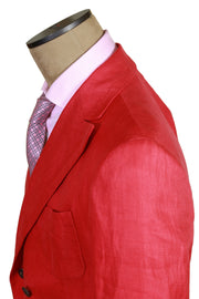 Brioni Red Double Breasted Linen Sport Jacket