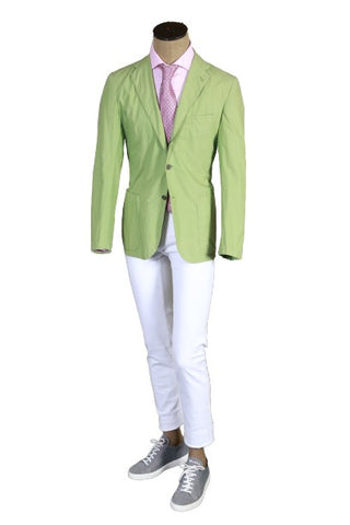 Kiton Light-Green Solid Cotton Sport Jacket