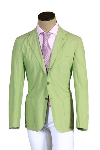 Kiton Green Solid Cotton Sport Jacket