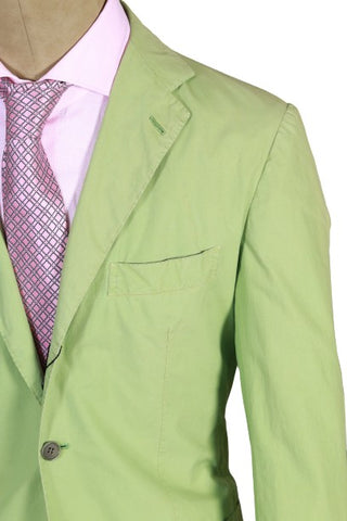 Kiton Light-Green Solid Cotton Sport Jacket