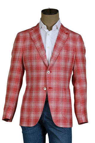 Isaia Red Plaid Sport Jacket