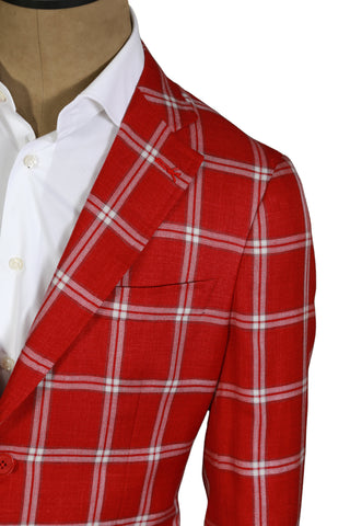 Isaia Red Checked Sport Jacket