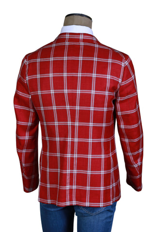 Isaia Red Windowpane Sport Jacket