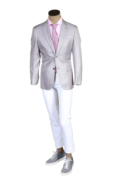 Brioni Light-Grey Checked Silk Sport Jacket