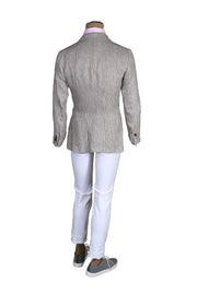 Kiton Light-Grey Striped Linen Sport Jacket
