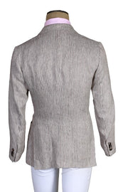 Kiton Light-Grey Striped Linen Sport Jacket