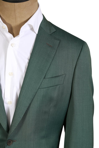 Isaia Sea-Green Solid Wool Sport Jacket