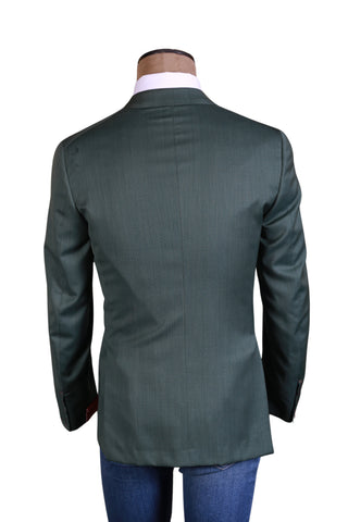 Isaia Sea-Green Solid Wool Sport Jacket