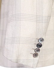 Brioni White Checked Silk-Linen Blend Sport Jacket