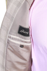 Brioni White Checked Silk-Linen Blend Sport Jacket