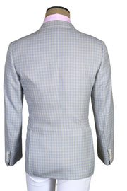 Brioni Light-Blue/ Grey Checked Wool Sport Jacket