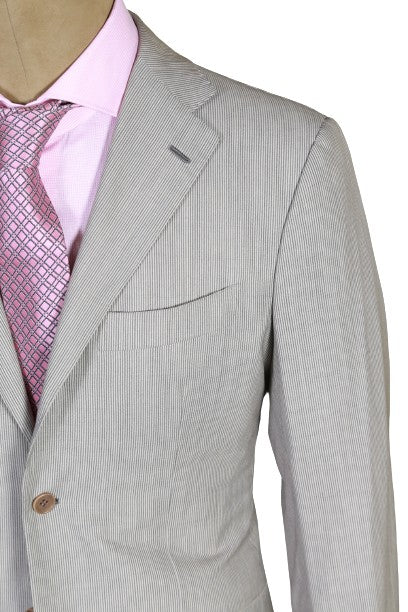 Kiton Grey Striped Wool Sport Jacket