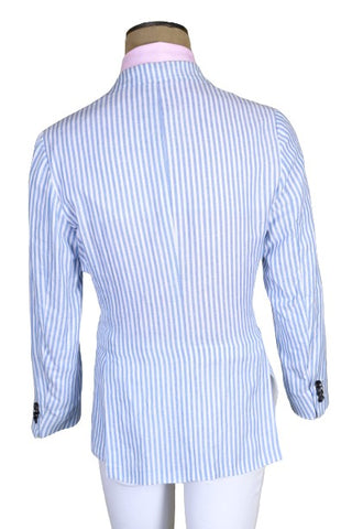 Kiton Light-Blue Striped Cotton-Linen Sport Jacket