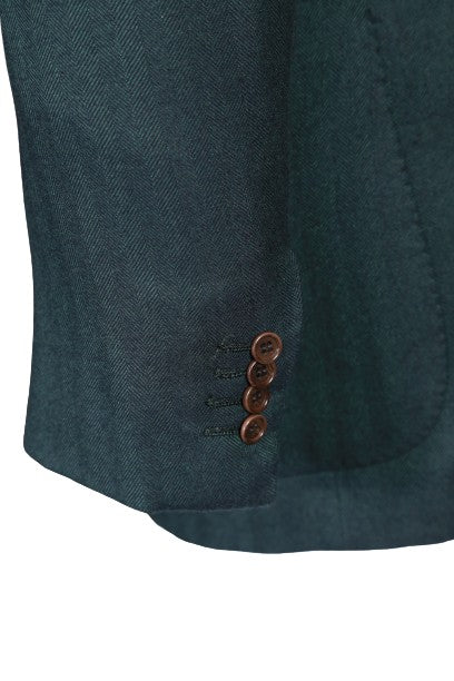 Kiton Dark-Green Solid Cashmere Sport Jacket