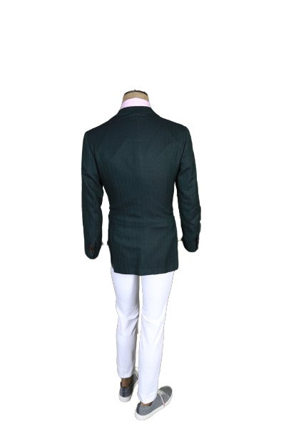 Kiton Dark-Green Solid Cashmere Sport Jacket