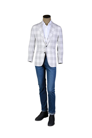 Sartorio White Plaid Wool Sport Jacket
