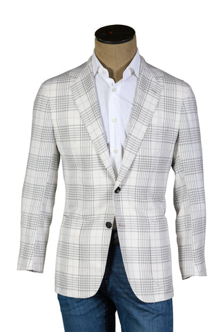 Sartorio White Plaid Wool Sport Jacket