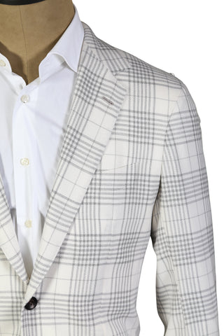 Sartorio White Plaid Wool Sport Jacket