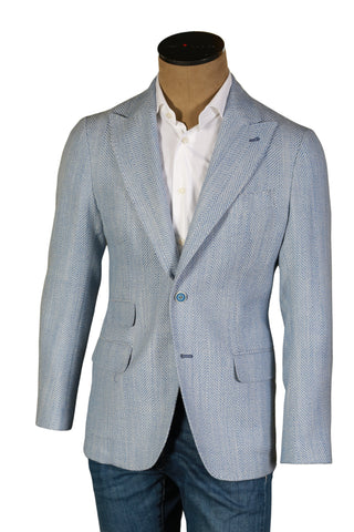 Sartorio by Kiton Light-Blue Solid Jacket