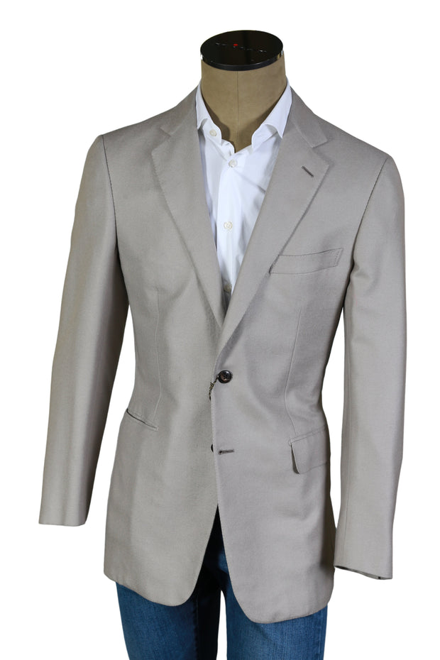 Brioni Light Grey Solid Cashmere Jacket
