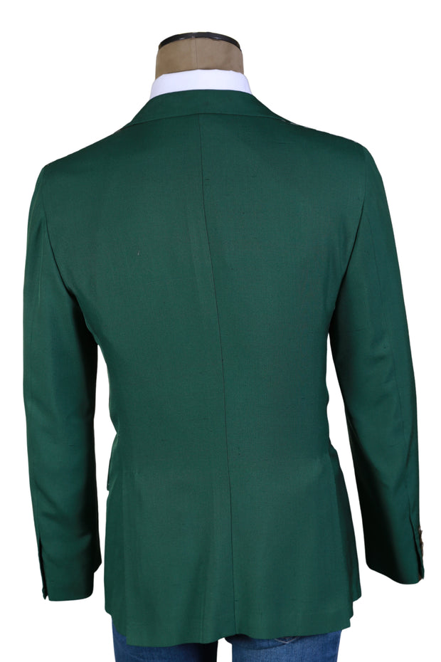 Kiton Green Solid Silk Sport Jacket
