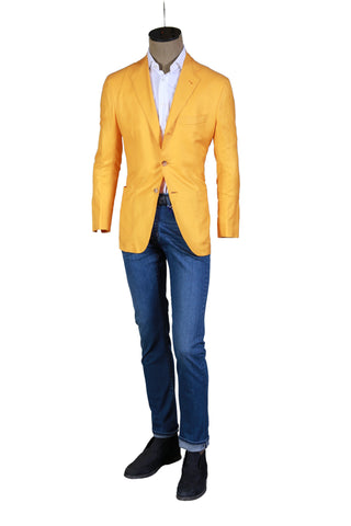 Kiton Yellow Birdseye Cotton-Linen Sport Jacket