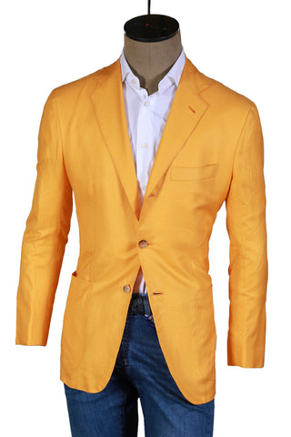 Kiton Yellow Birdseye Cotton-Linen Sport Jacket