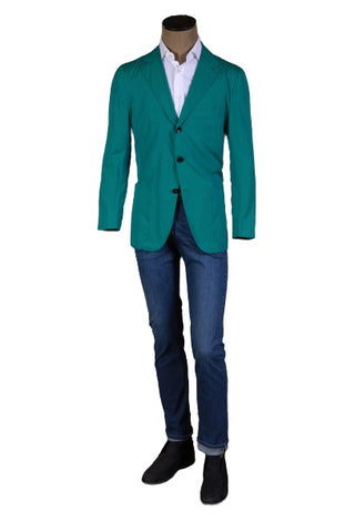 Kiton Green Solid Cotton Jacket