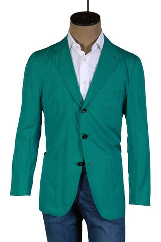 Kiton Green Solid Cotton Sport Jacket