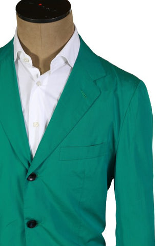 Kiton Green Solid Cotton Sport Jacket