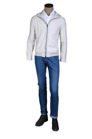 Kiton White Solid Silk Outerwear Jacket