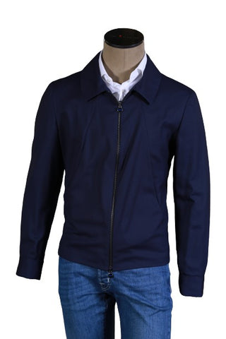 KNT By Kiton Dark-Blue Solid Wool Jacket