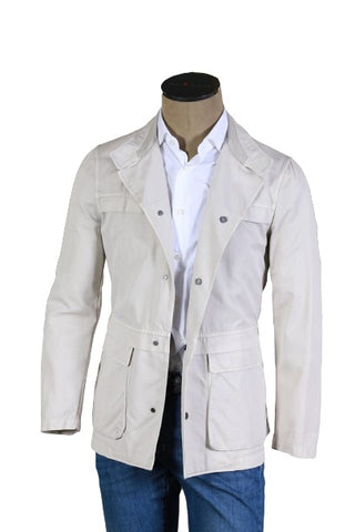 Kiton White Solid Cotton Jacket