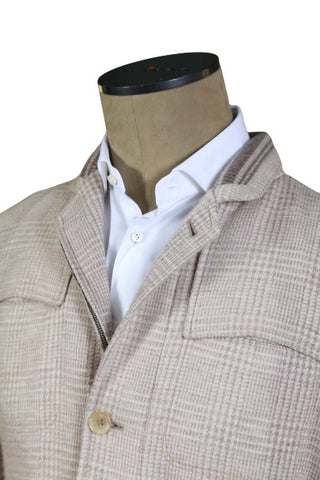 Kiton Cream Plaid Cashmere Jacket