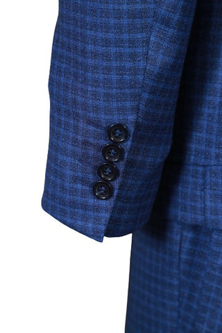 Fiore Di Napoli Cobalt-Blue Checked Wool Suit