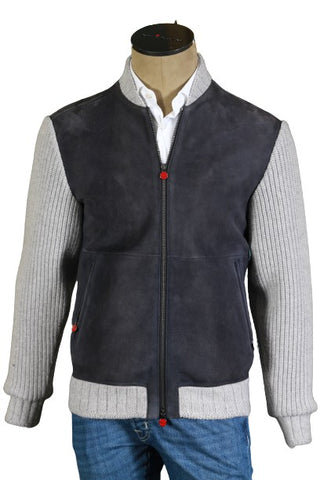 Kiton Grey Cashmere/Lamb Skin Jacket