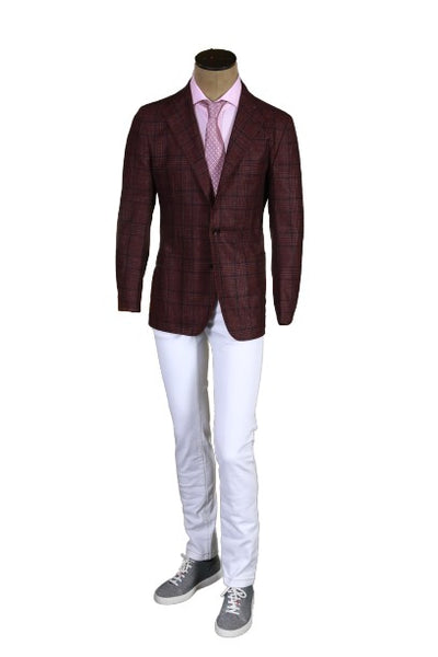 Sartorio Burgundy Checked Suit Jacket