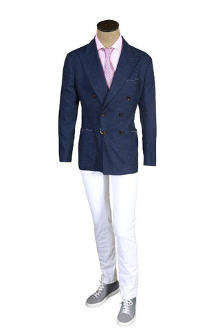 Sartorio Dark-Blue Birdseye Double Breasted Sport Jacket