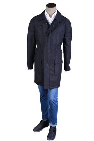 Kiton Black Solid Cashmere Coat