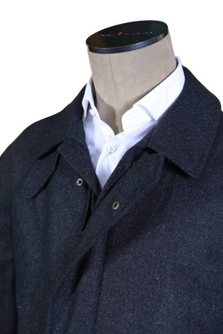 Kiton Black Solid Cashmere Coat